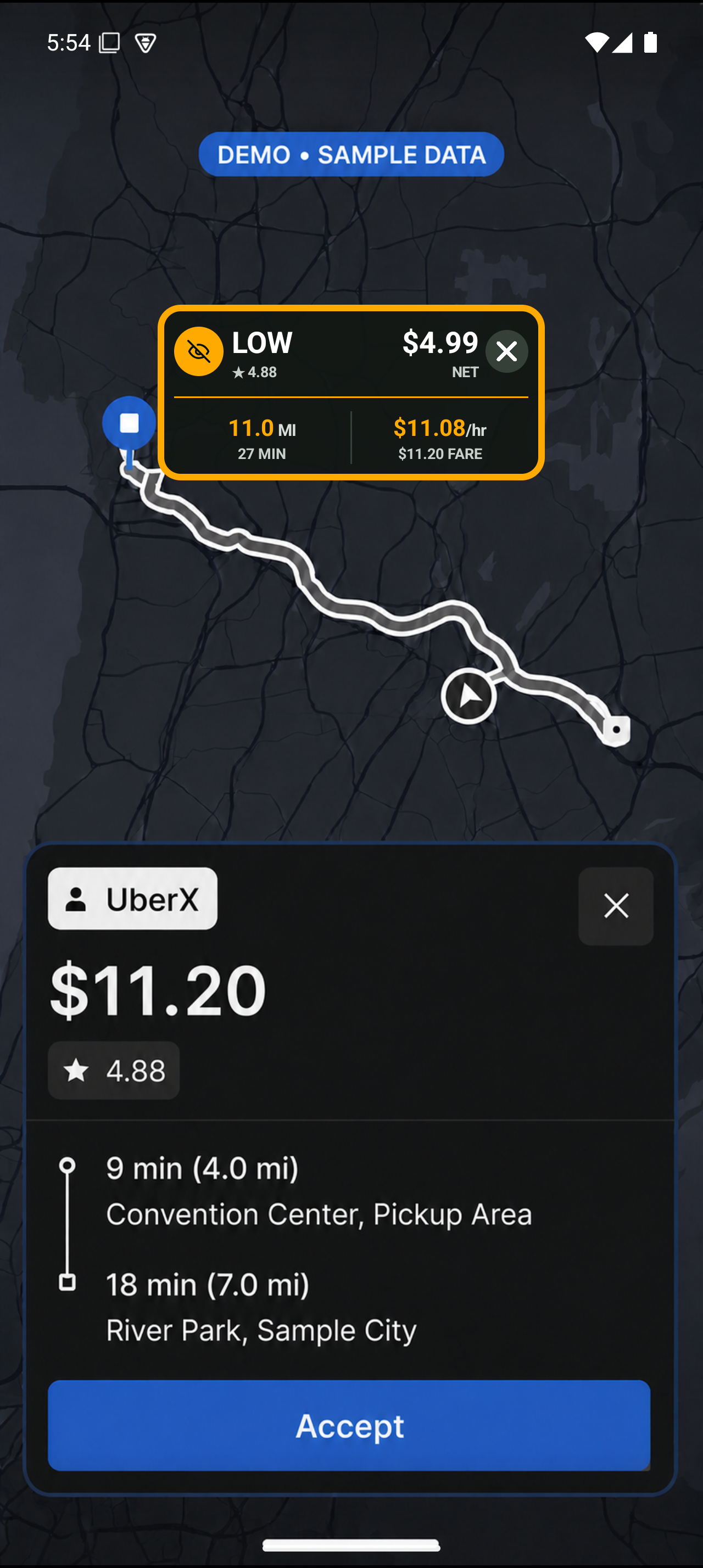 Driver Copilot LOW verdict over a fictional sample offer